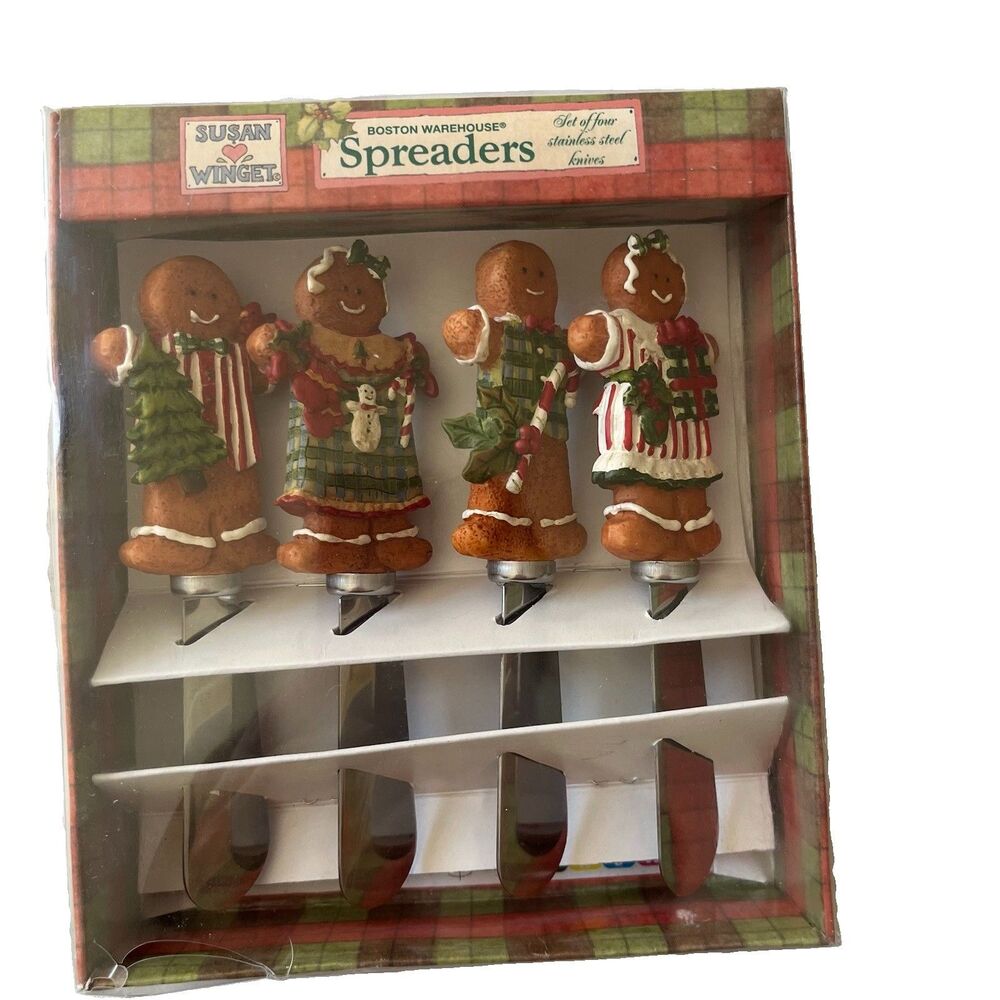 Boston Warehouse Trading Gingerbread Stainless Steel Spreader Knives Set VTG Y2k